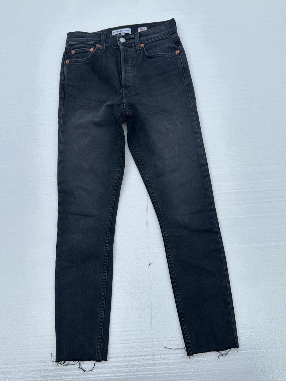 Re/Done 189-3WHRAC Jeans High Rise Ankle Crop Button Fly ReDone 25 USA MADE
